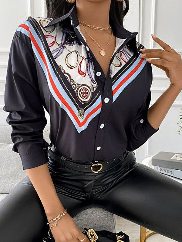 Ladies Elegant Fashion Long Sleeve Printed Shirt