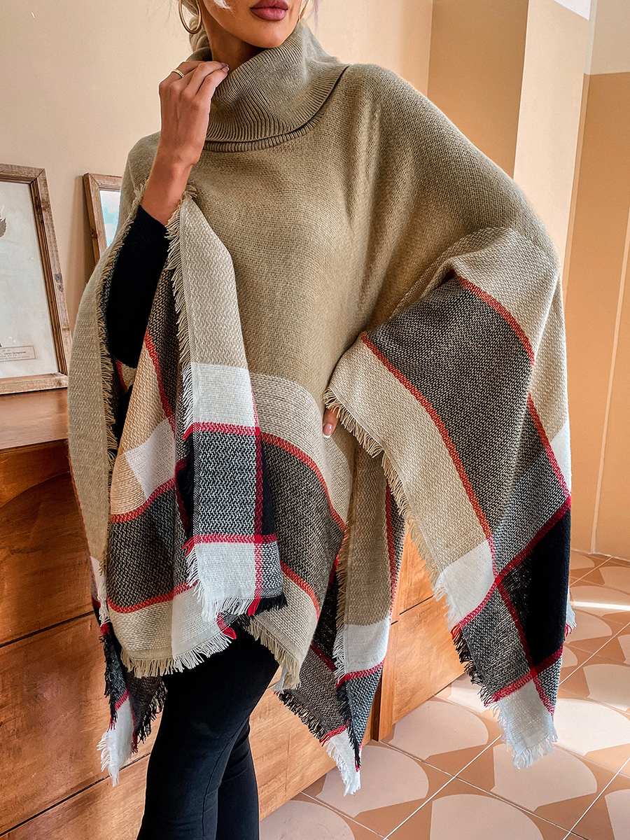 Autumn/Winter Plaid Loosen Turtleneck Sweater