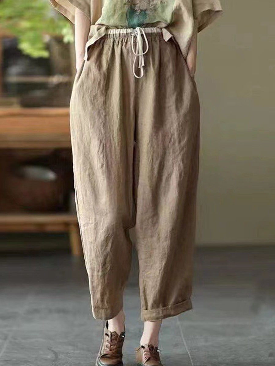Plain Casual Loose Casual Long Pants