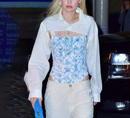Lapel One Button Casual Long Sleeve Cropped Shirt