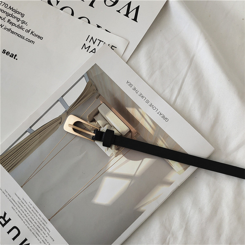 Literary Simple Black Thin Belt