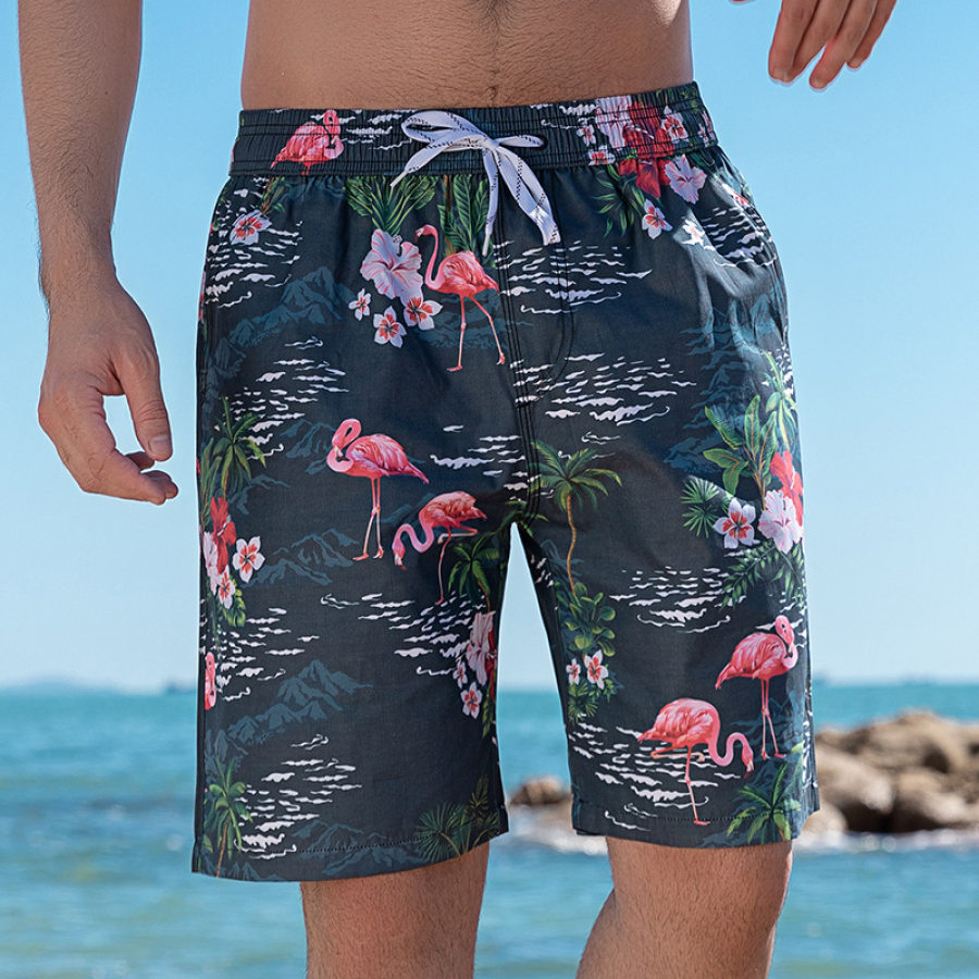 

Men's Quick Dry Flamingo Seaside Vacation Plus Size Beach Pants