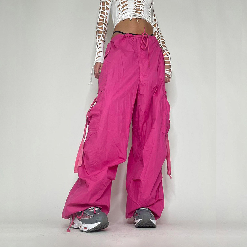 Women's Large Pocket Drawstring Chic Streamer Loose Casual Pants
