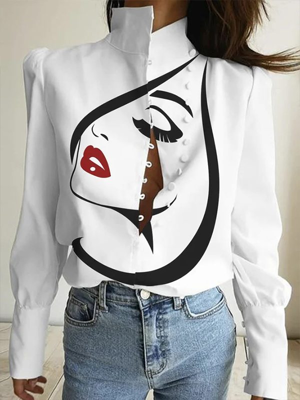 Ladies Elegant Fashion Printed Blouse