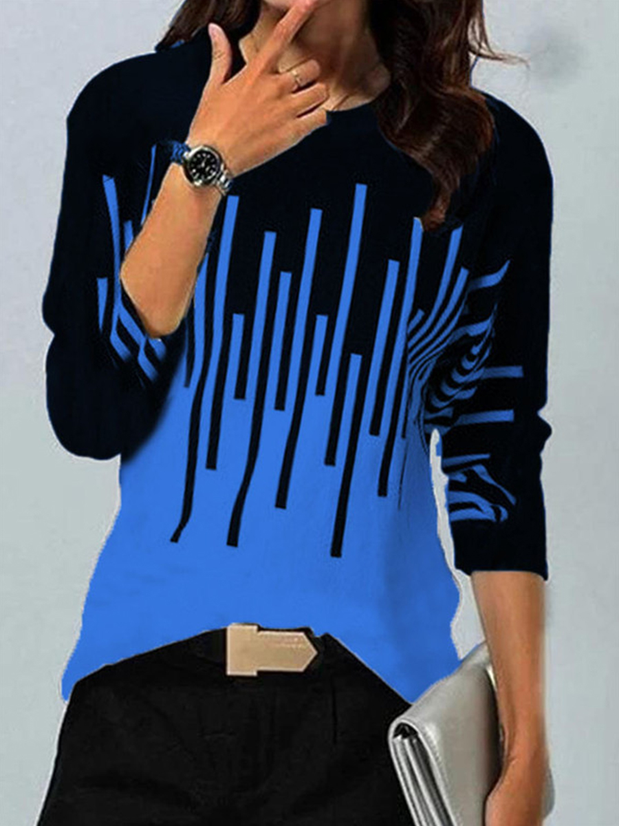 Print Crew Neck Long Sleeve T Shirt