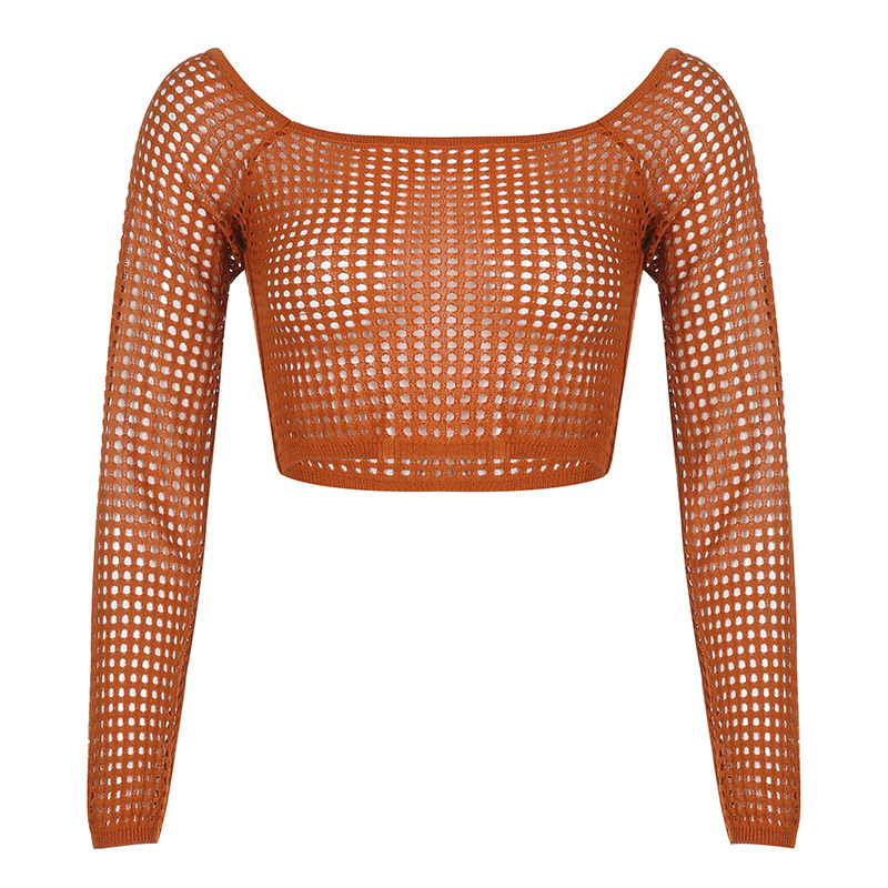 One shoulder Cut out Cropped Long sleeve Sweater