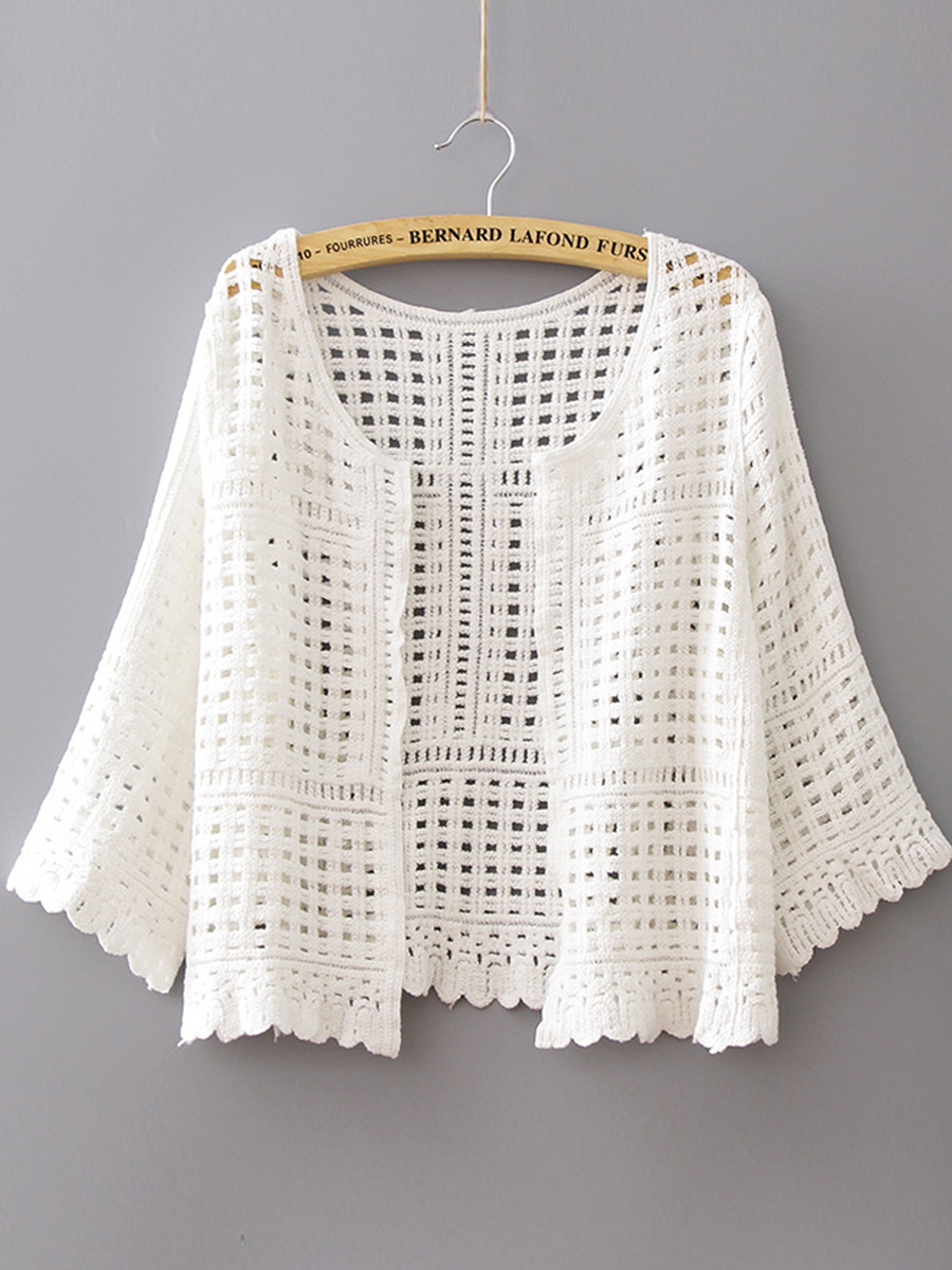 Casual Solid Color Knitted Sun Protection Cardigan