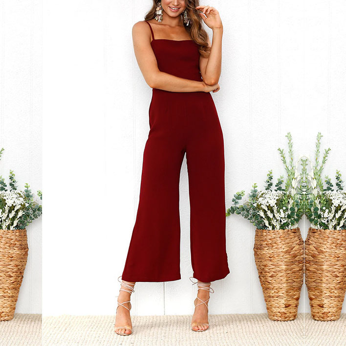 Women's Sexy Sling Wrapped Chest Zipper Jumpsuit