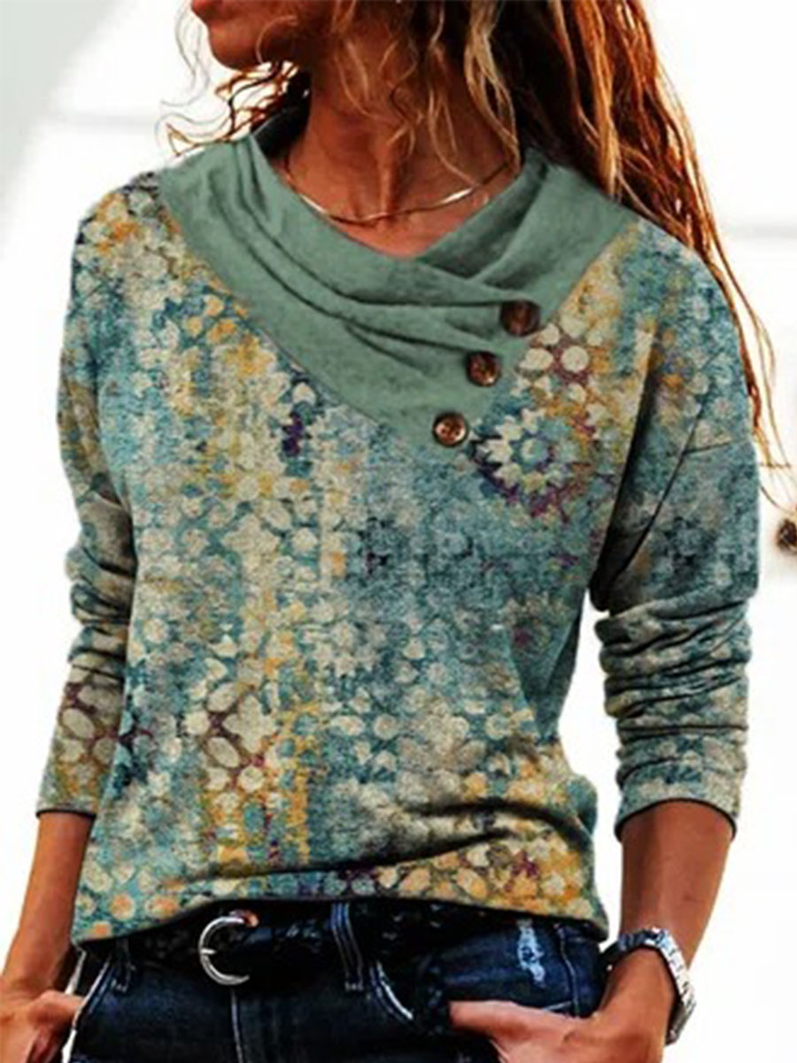 Loose Ethnic Off Shoulder Sleeve Asymmetrical Tops