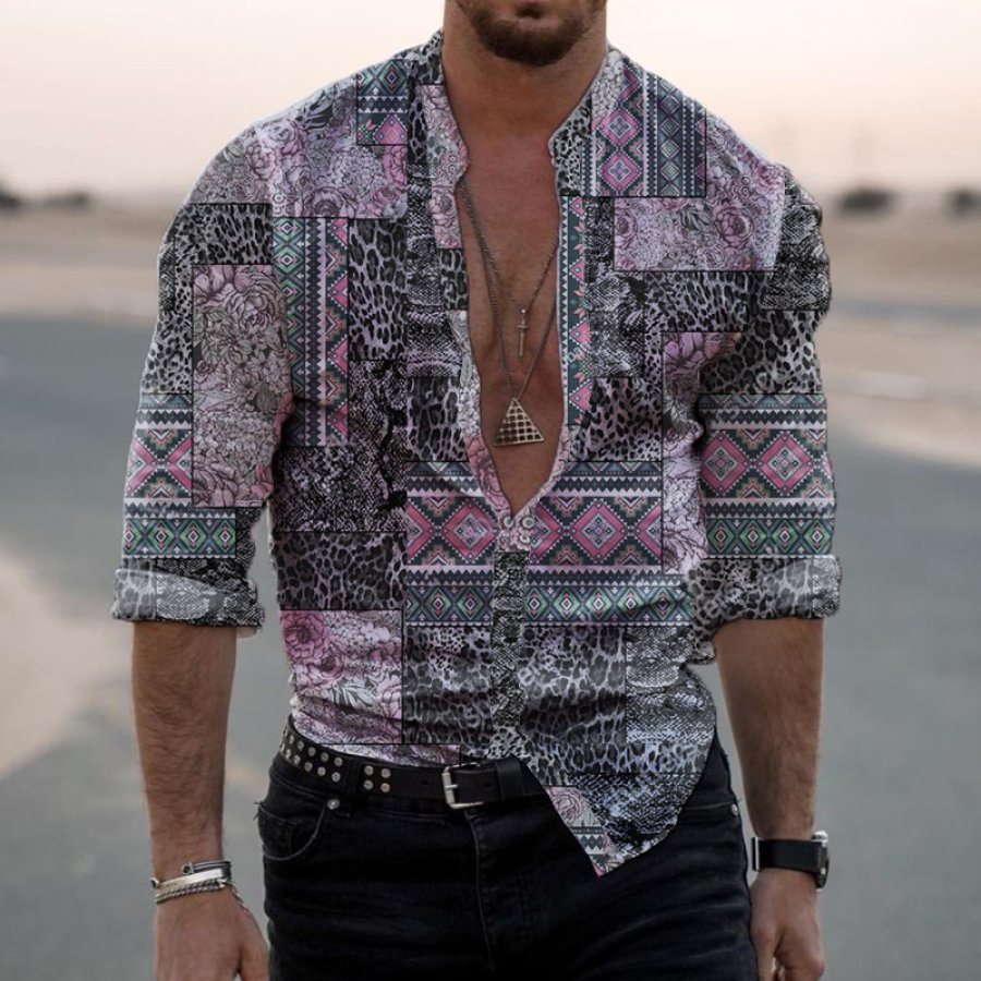 

New Men's Fashion Vintage Print Casual Shirts