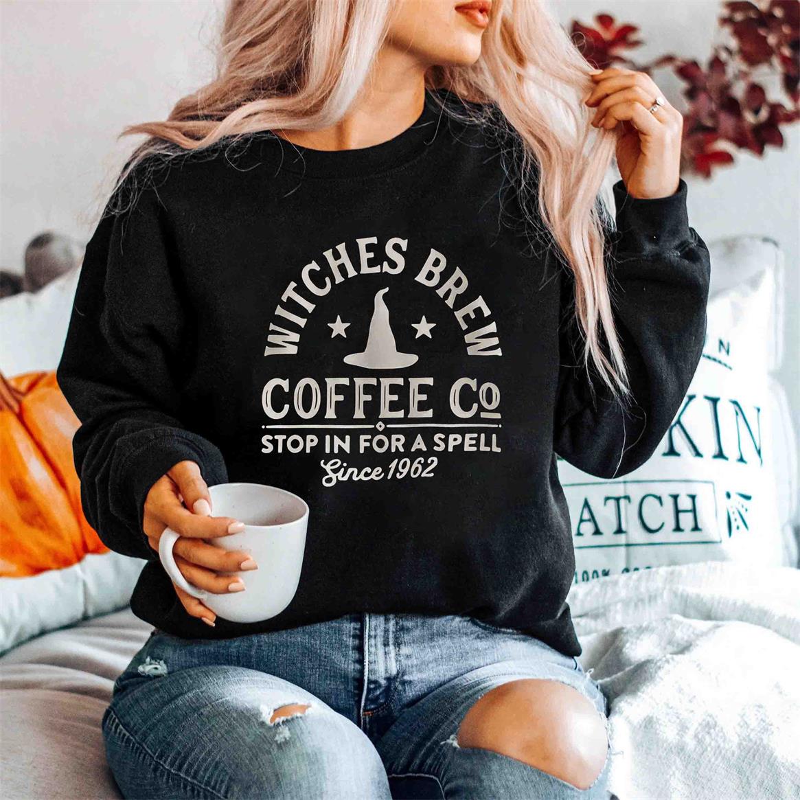 Women's Witches Brew Halloween Print Chic Casual Sweatshirt