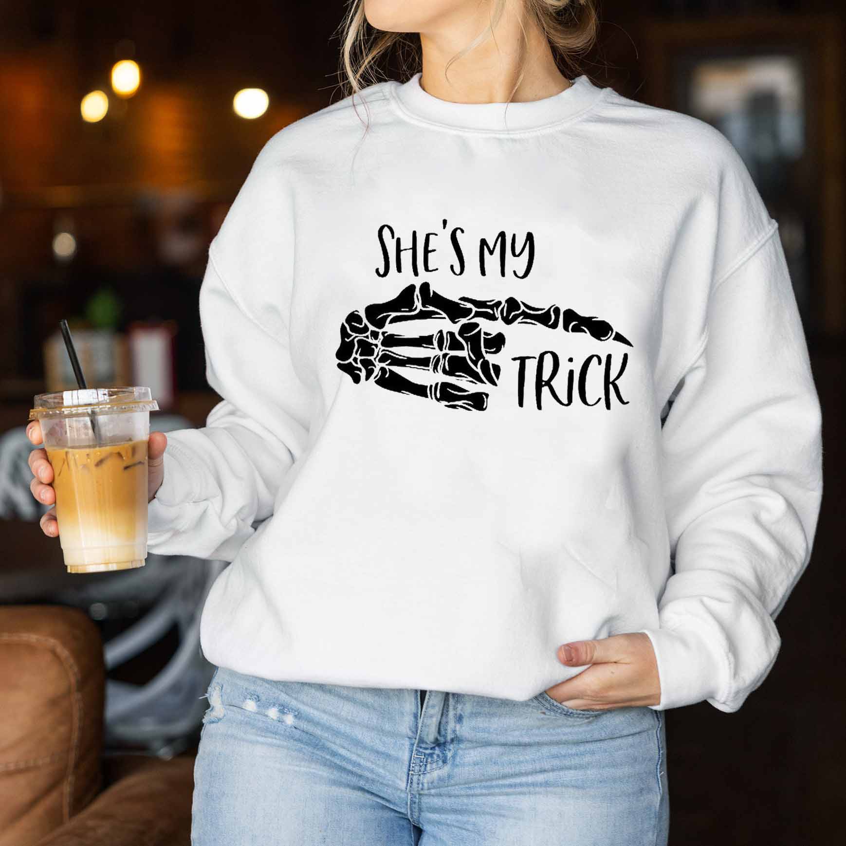 Women's She's My Trick Halloween Print Casual Sweatshirt