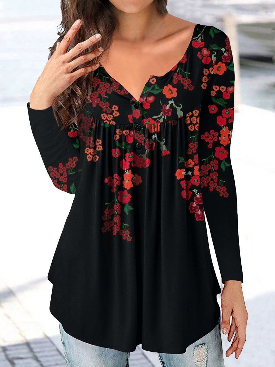 Floral Casual Holiday Weekend Floral Painting T Shirt