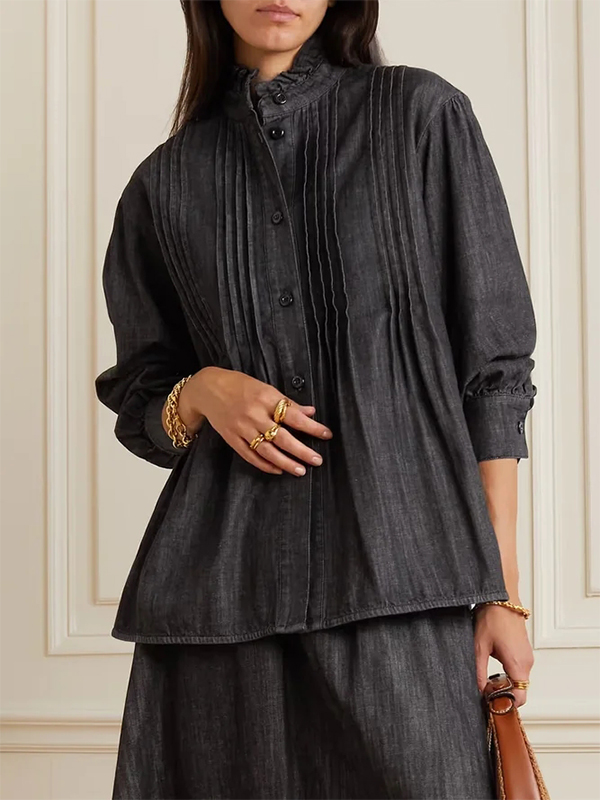 Ladies Elegant Fashion Solid Color Shirt