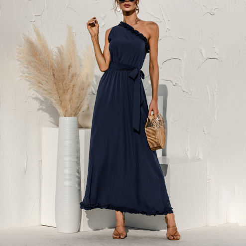 Fashion Ruffled One shoulder Dress
