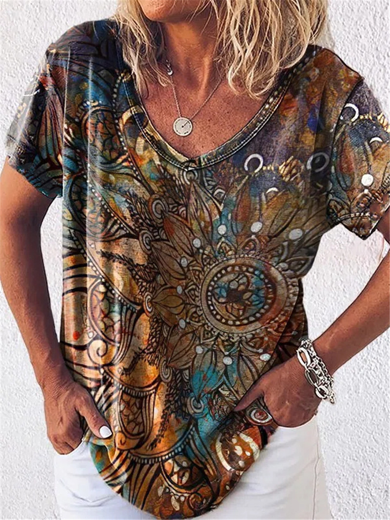 Women's Vintage Print Short Sleeve T Shirt