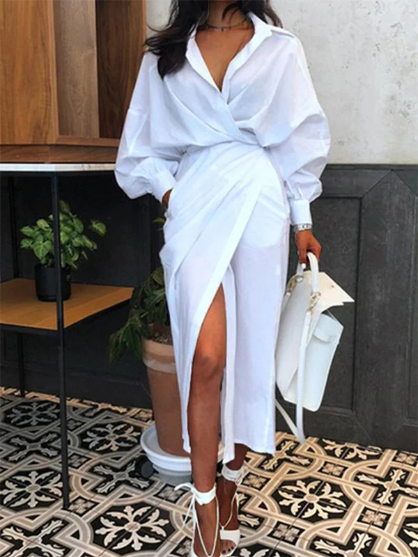 Ladies Elegant Solid Color Fashion Dress