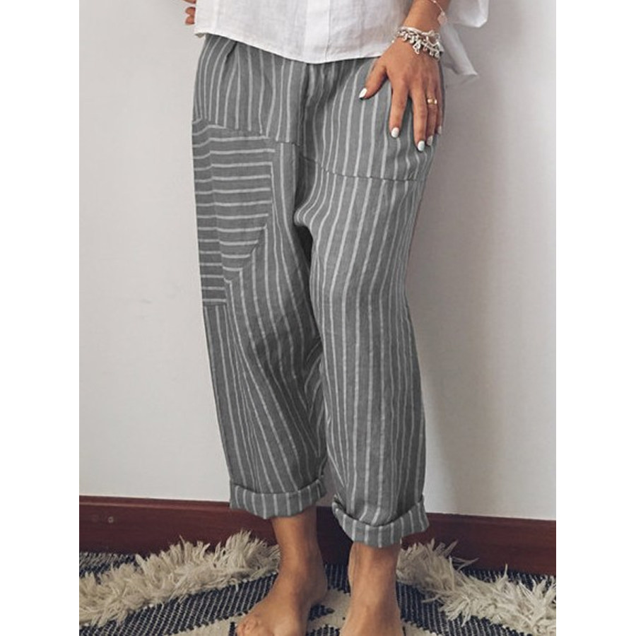 

Casual Vintage Striped Print Trousers