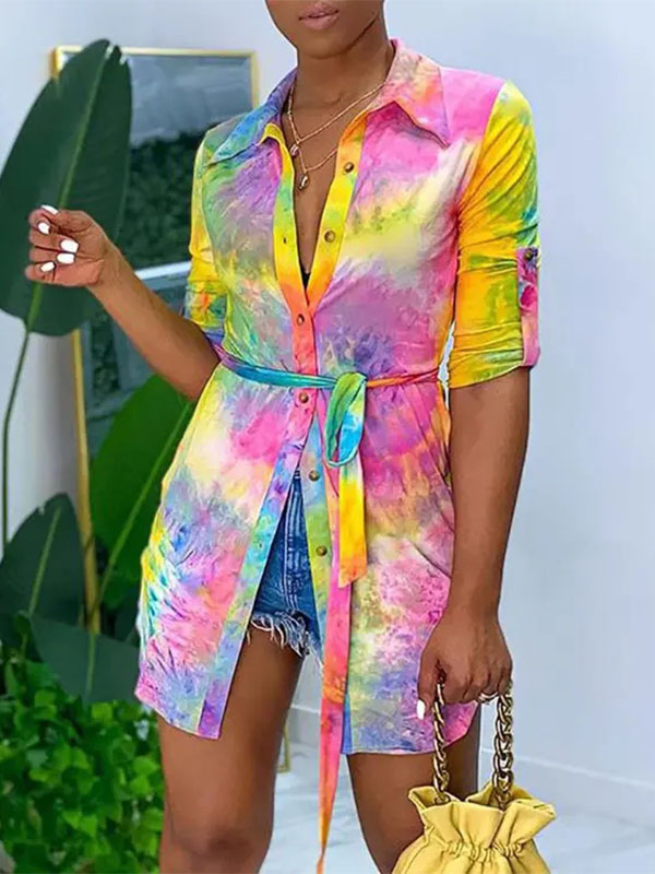 Ladies Elegant Print Tie Dye Top