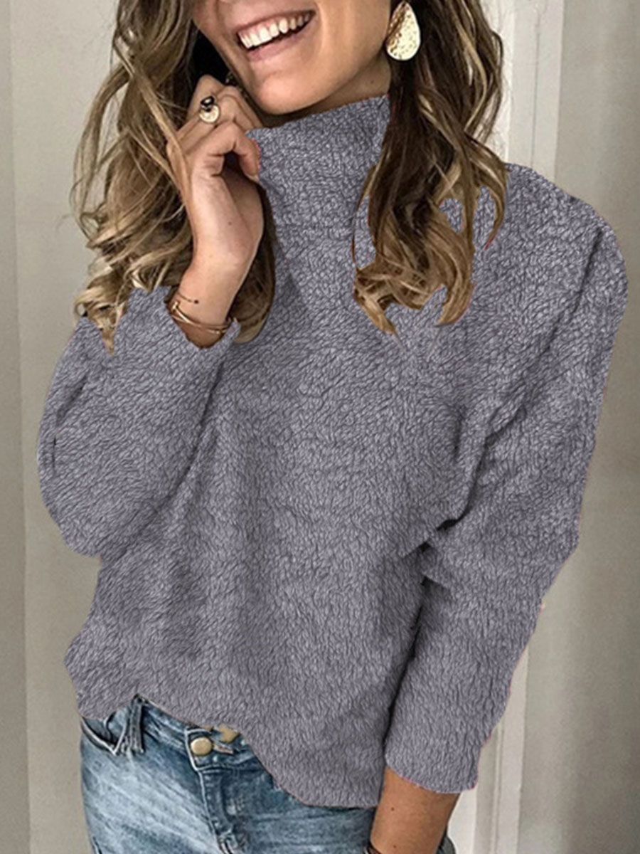 Autumn And Winter Solid Color Crew Neck Long sleeved Pullover Sweater