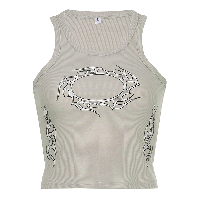 Ladies Vintage Flame Print Sports Tank Top