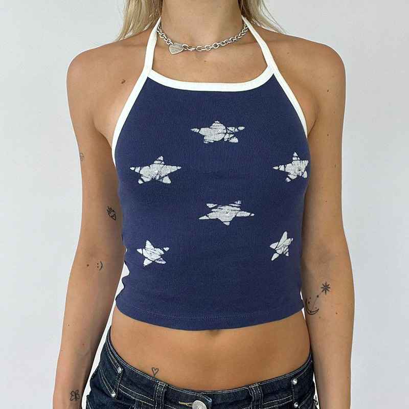 Ladies Vintage Pentagram Print Tank Top