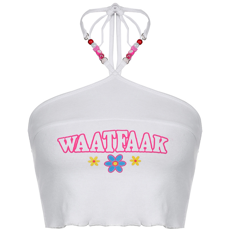 Ladies Alphabet Print Halter Top