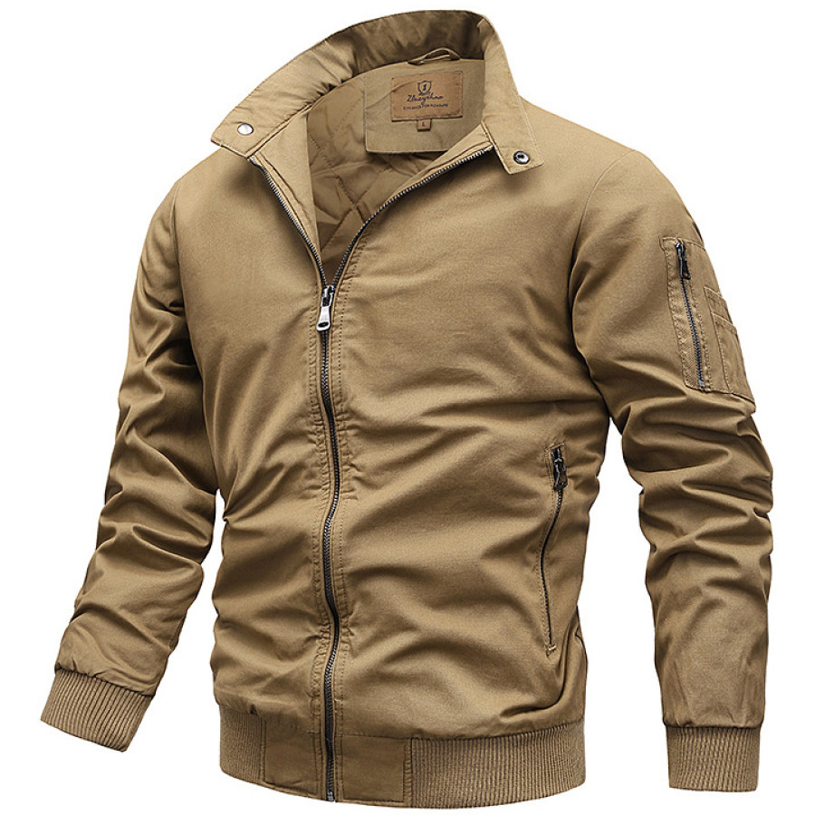 

Men's Outdoor Casual Solid Color Washed Cotton Jacket