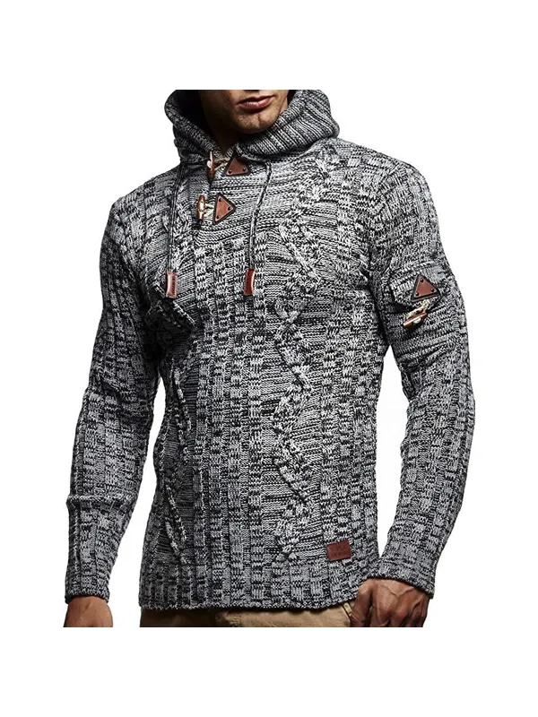 Men's Outdoor Vintage Horn Button Sweater Pullover - Timetomy.com 