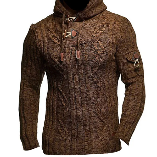 Men's Outdoor Vintage Horn Button Sweater Pullover - Mobivivi.com 
