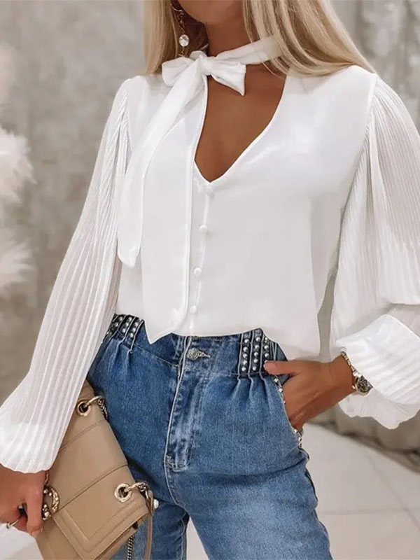 Ladies Elegant Fashion Lace Up Casual Top