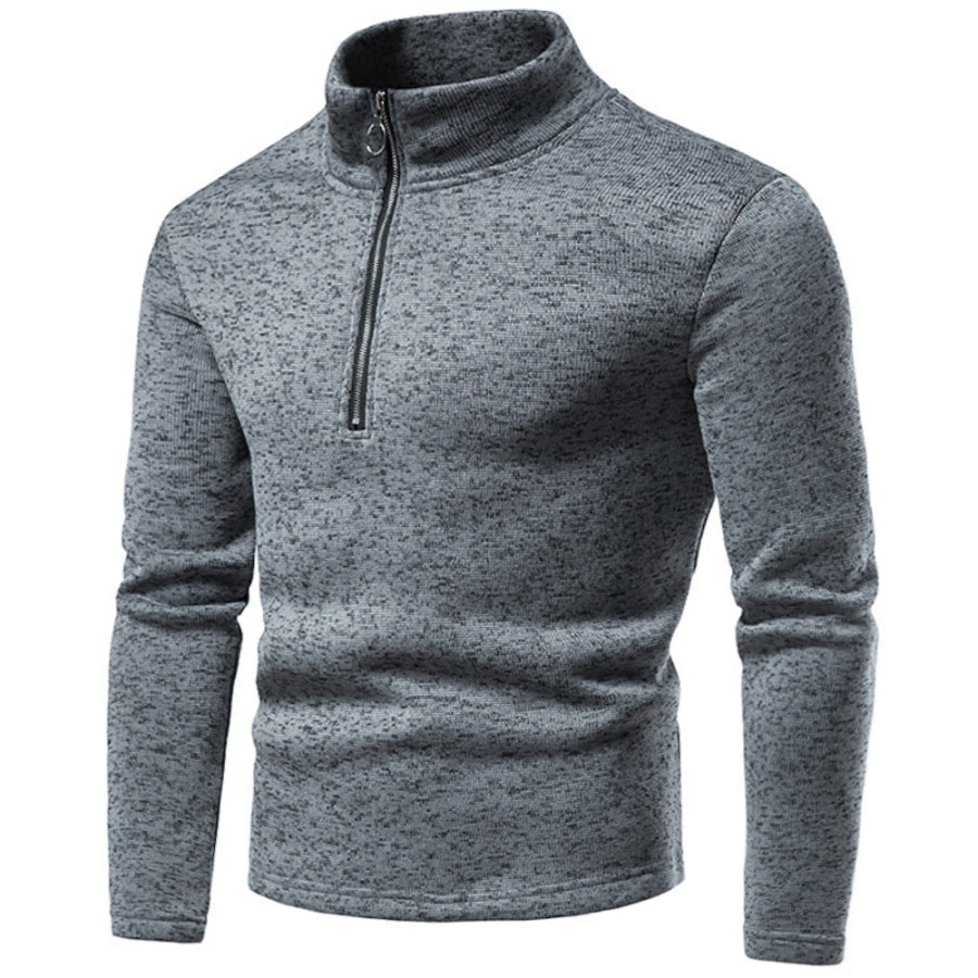 

Men's Outdoor Solid Casual Zip Up Collar Long Sleeve Sweater