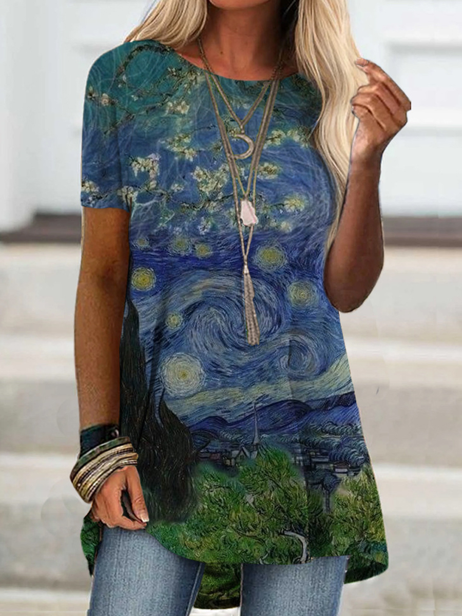 Casual Fashion Printed Crew Neck Short Sleeve T Shirt