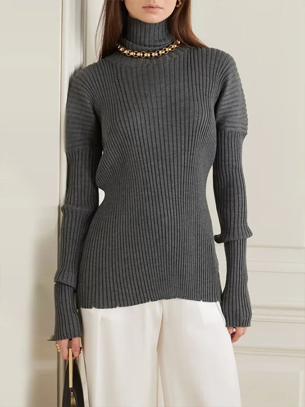 Ladies Elegant Casual Solid Color Knit Top