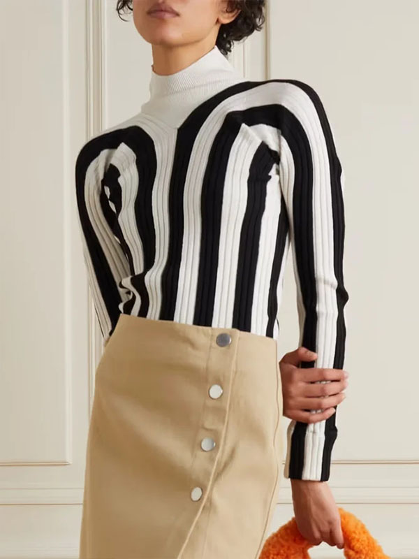 Ladies Elegant Casual Print Knit Top