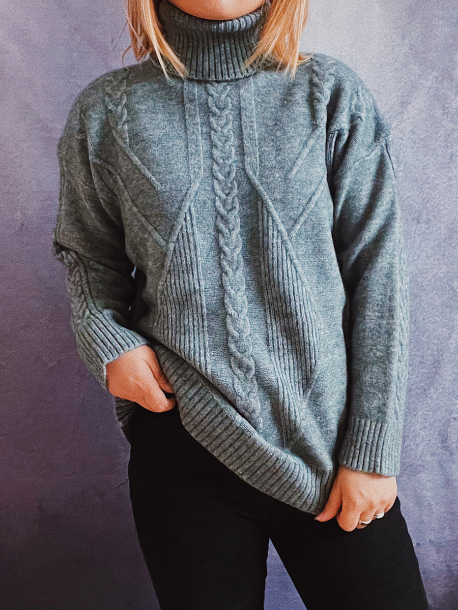 Fall/Winter Turtleneck Long sleeved Twist Knitted Sweater