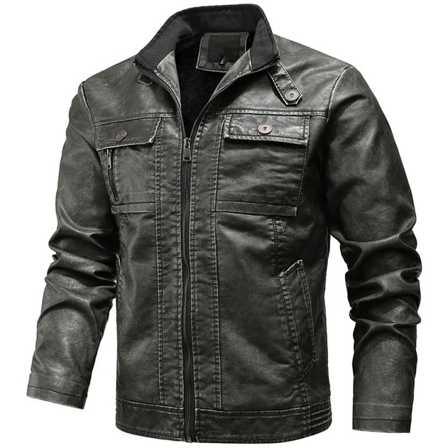 

Men's Outdoor Fashion Windproof Warm Leather Jacket