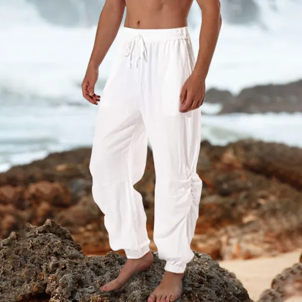Men's Linen Casual Drawstring Loose Pants - Mobivivi.com 