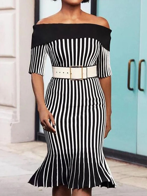 Ladies Elegant Fashion One Shoulder Dress