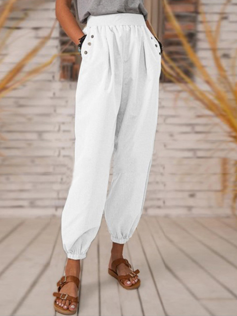 Casual Solid Color Pocket Pants