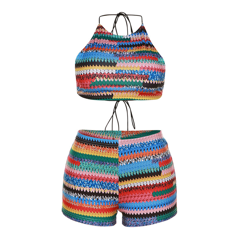 Women's Halter Backless Top High Waist Pack Hip Straight Leggings Set