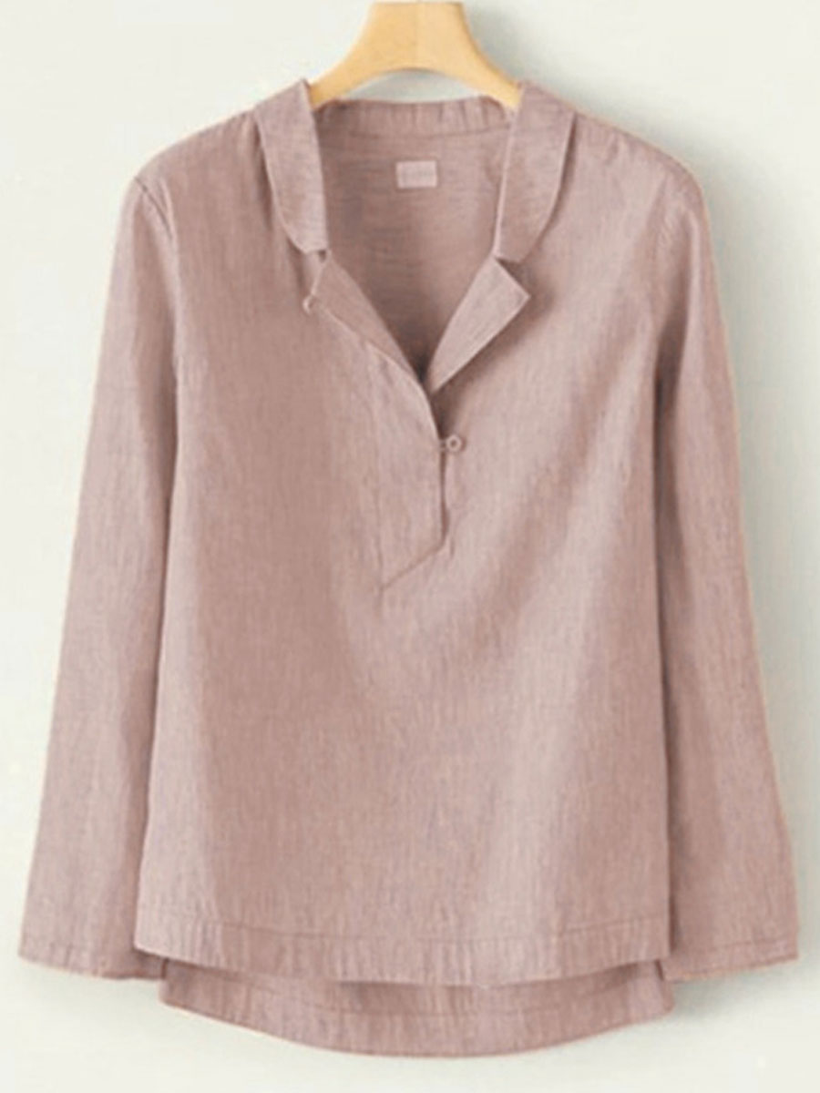 Casual Loose Solid Color Long Sleeve Blouse