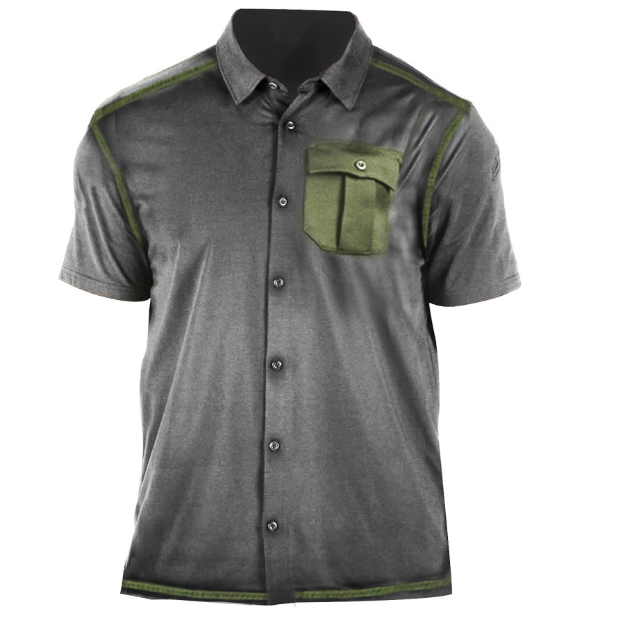 

Men's Outdoor Tactical Colorblock Pocket Short Sleeve Shirt