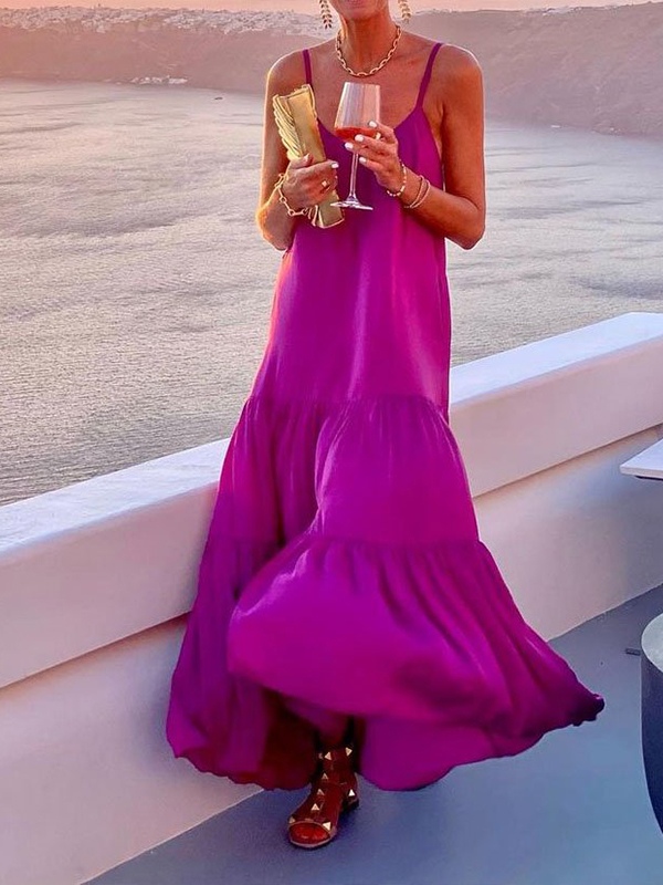 Ladies Elegant Fashion Solid Color Dress