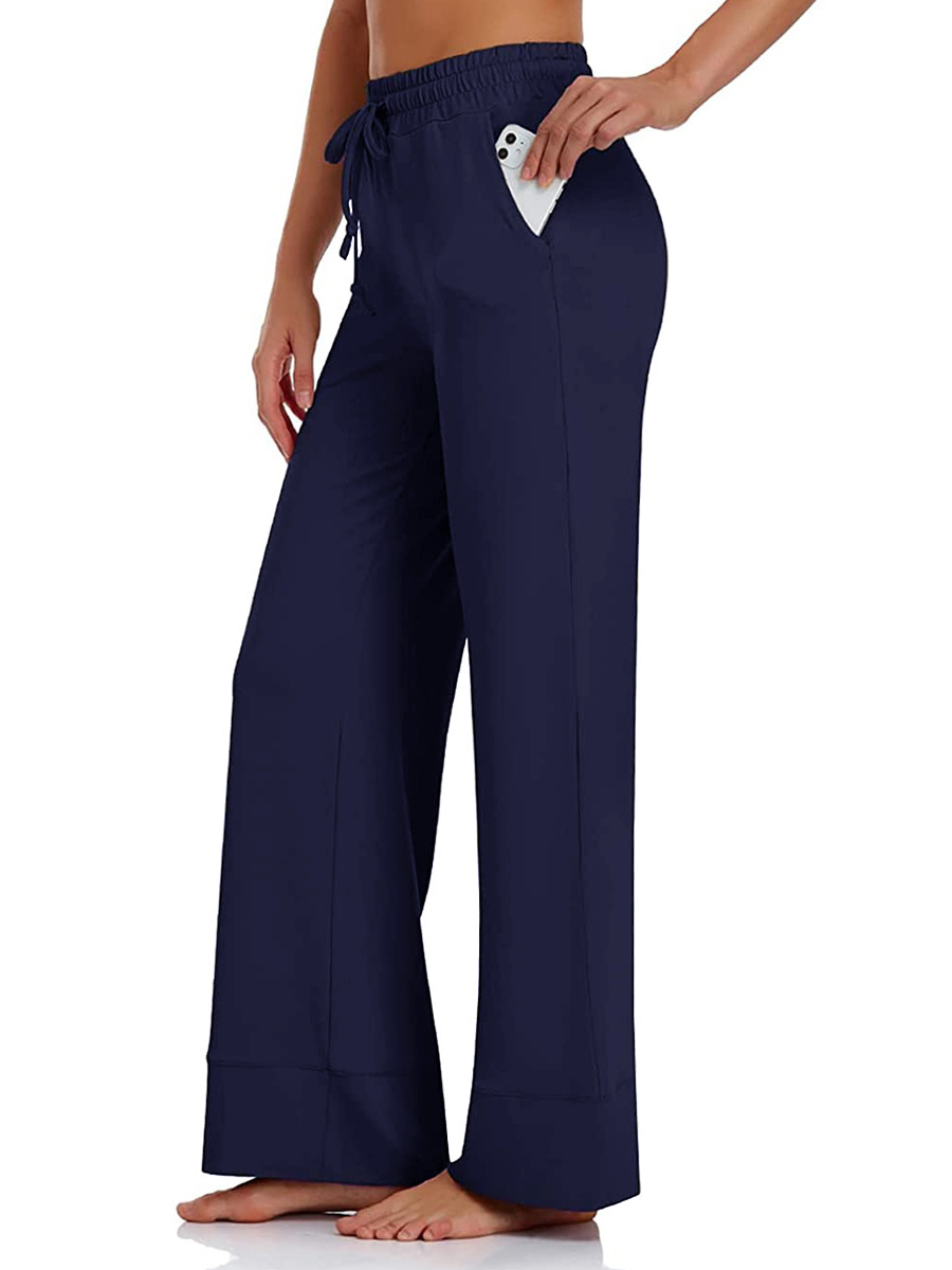 Loose Casual Solid Color Wide Leg Pants