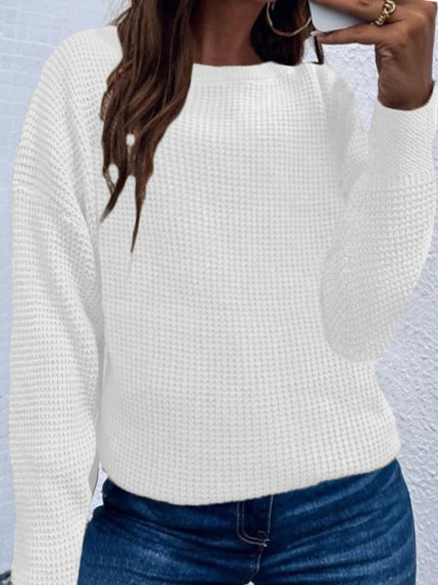 Casual Round Neck Solid Color Long Sleeve Sweater