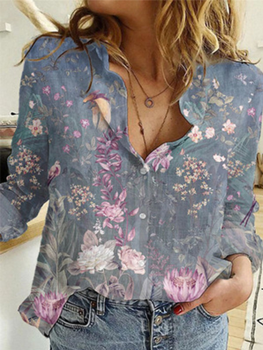 Floral Print Casual Long sleeved Blouse