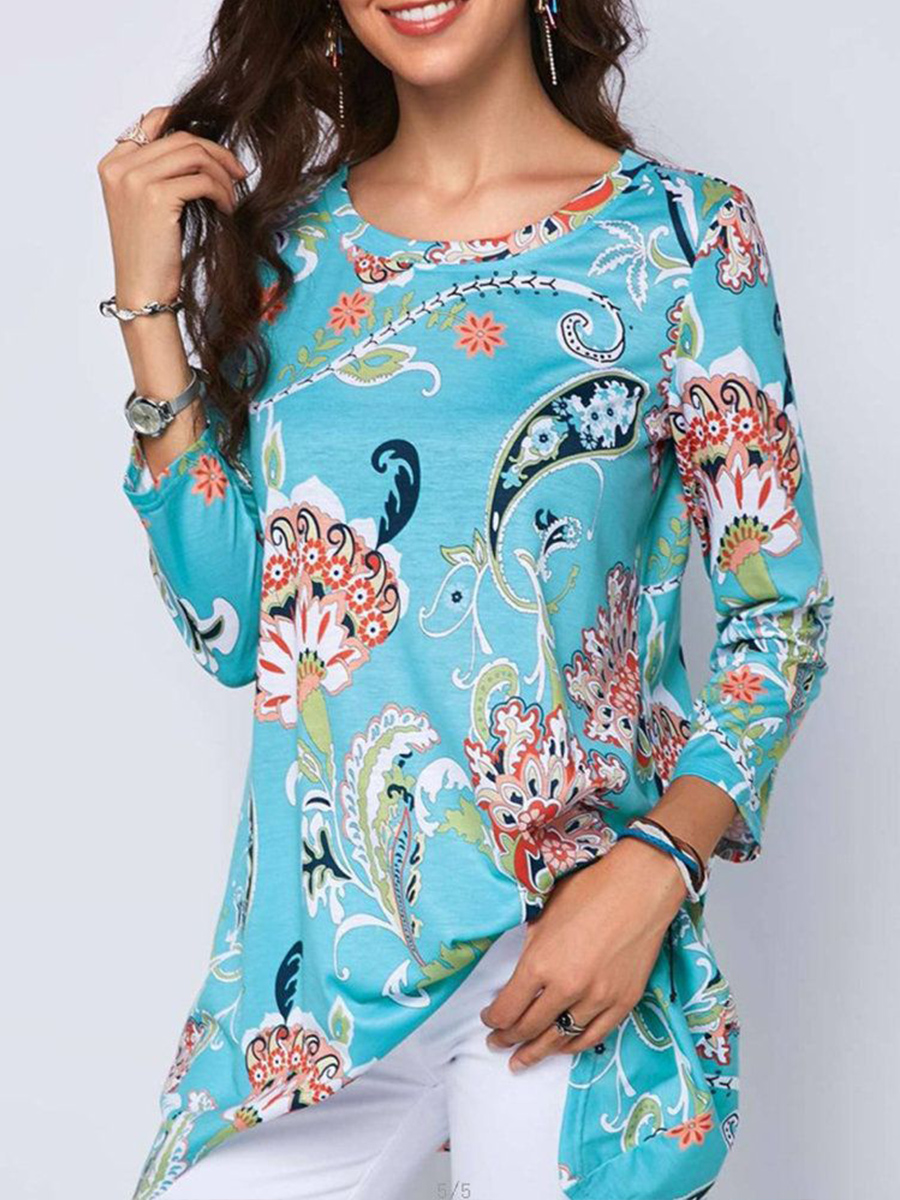 Women's Printed Long Sleeve Plus Size T Shirt