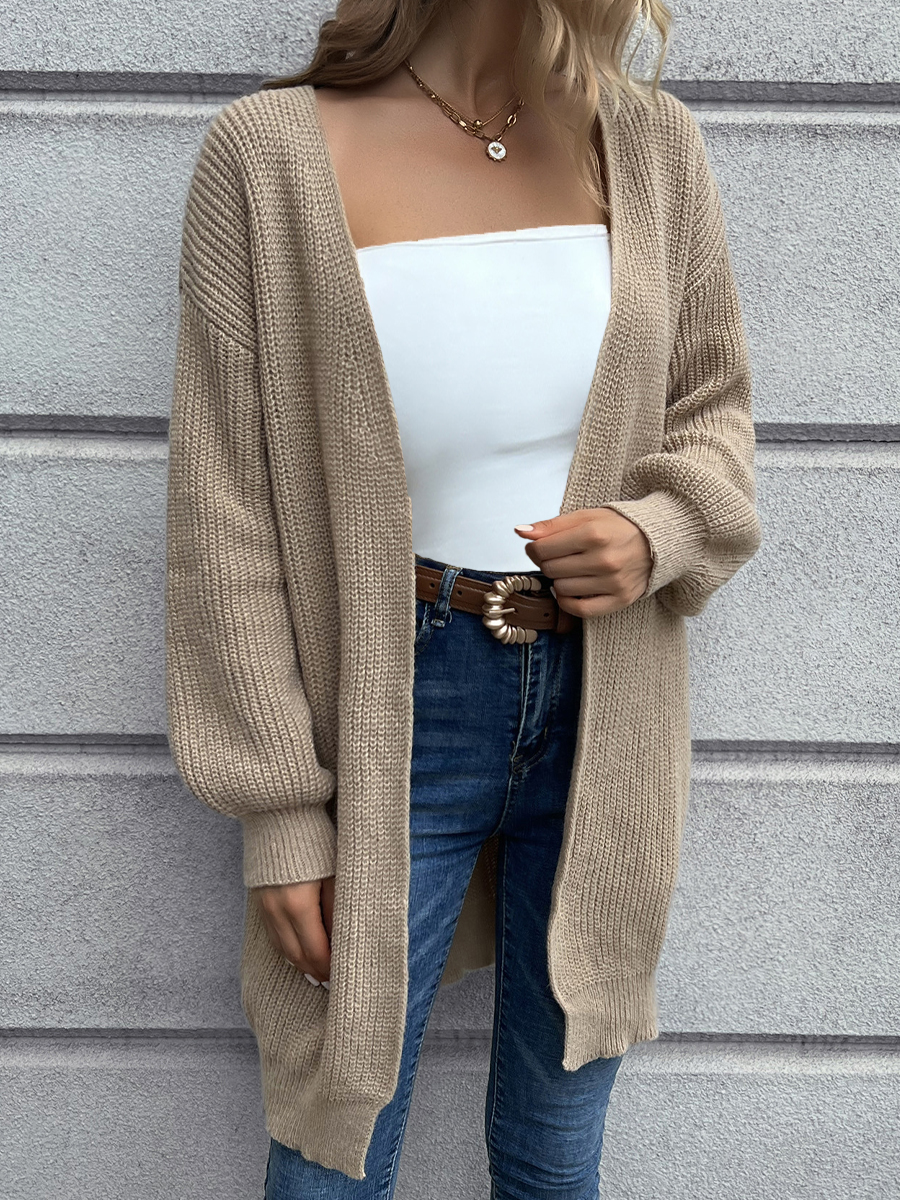 Casual Solid Color Loose Knit Sweater Cardigan