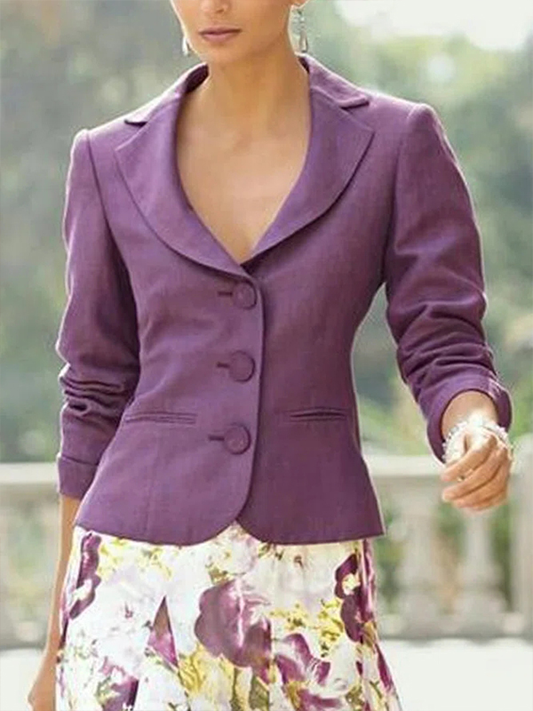 Ladies Elegant Fashion Solid Color Blazer